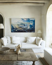The Heavens Declare — Christian fine art print by Carla Slabbert, oil painting inspired by Psalm 19:1, dramatic cloudscape with light bursting through darkness